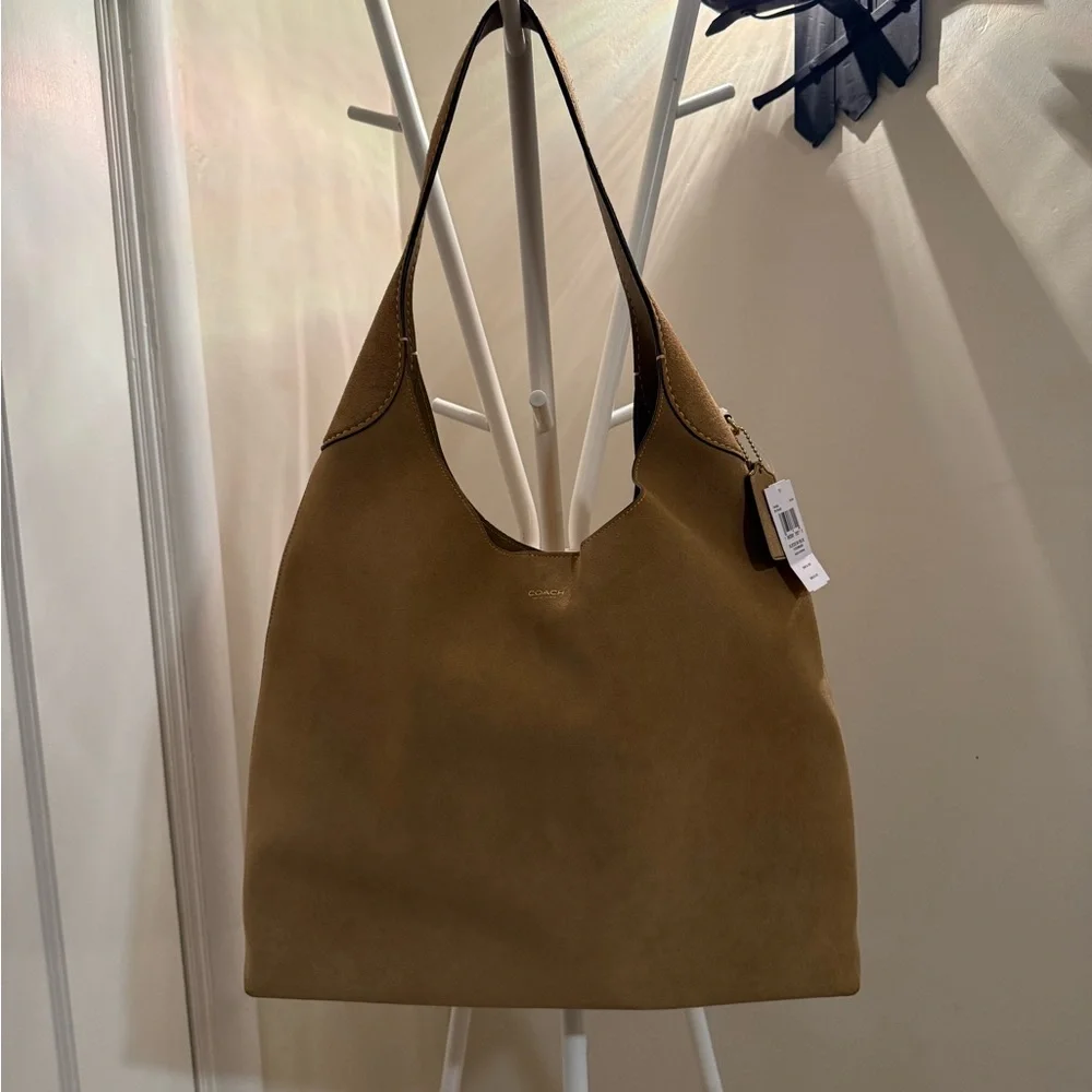 Coach Brooklyn Bag - Suede Tan Shoulder Hobo